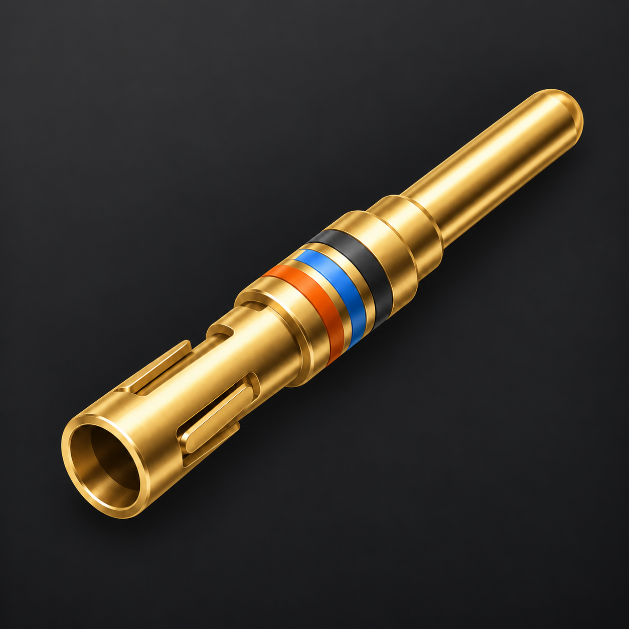 Illustration of a gold electrical contact with identification bands
